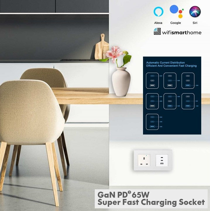 Pure Glass - Wi-Fi Smart Socket USB Fast Charge