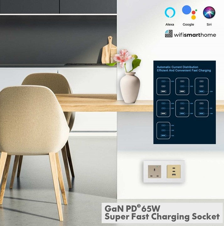 Pure Glass - Wi-Fi Smart Socket USB Fast Charge