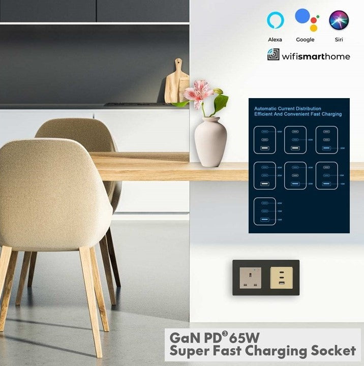 Pure Glass - Wi-Fi Smart Socket USB Fast Charge