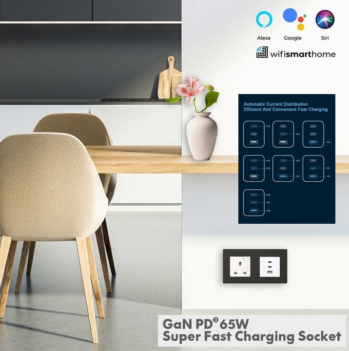 Pure Glass - Wi-Fi Smart Socket USB Fast Charge