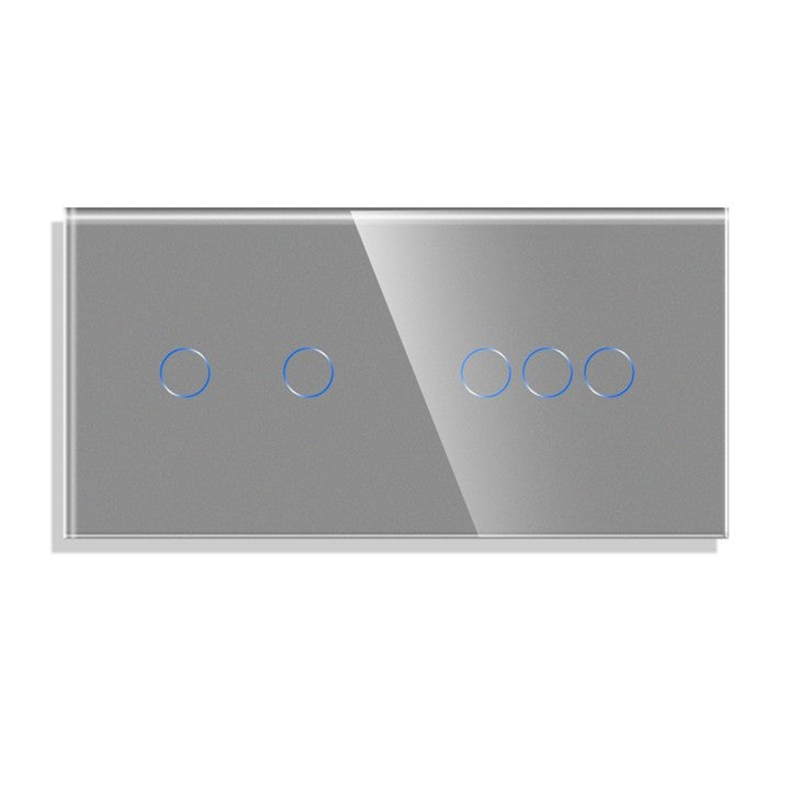 Pure Glass Twin Five Gang Wifi Smart Switch - No Neutral Dimmer Kit - 5 Modules