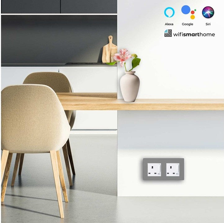 Pure Glass - Double Luxury UK Socket - 13 AMP - with Switch