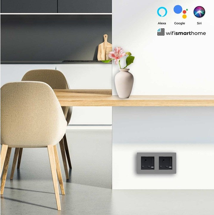 Pure Glass - Double Luxury UK Socket - 13 AMP - with Switch