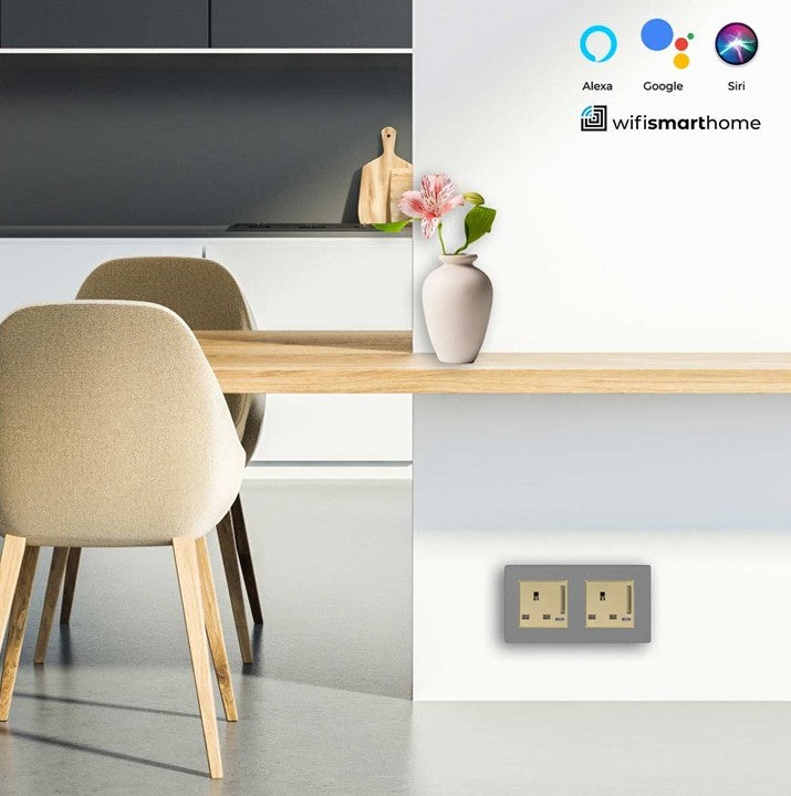 Pure Glass - Double Luxury UK Socket - 13 AMP - with Switch