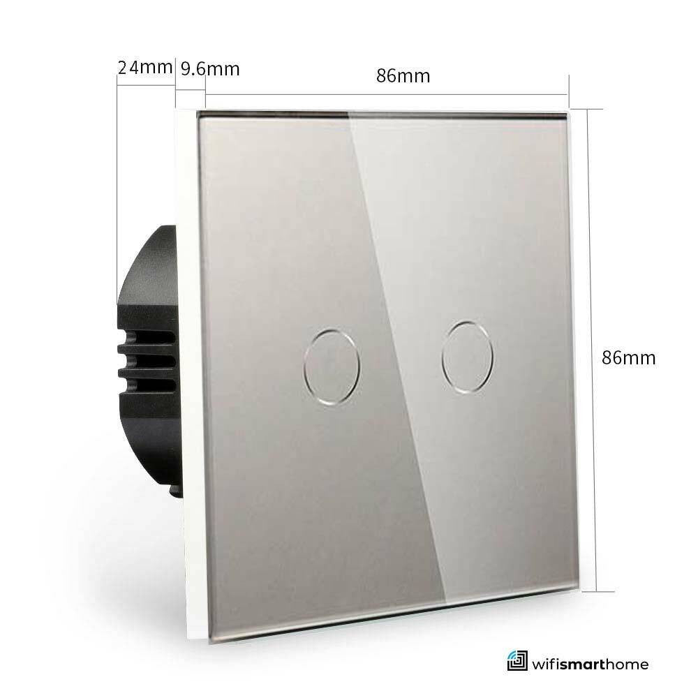 2 gang wifi smart switch, Alexa and Google home. Measurements to fit UK back box