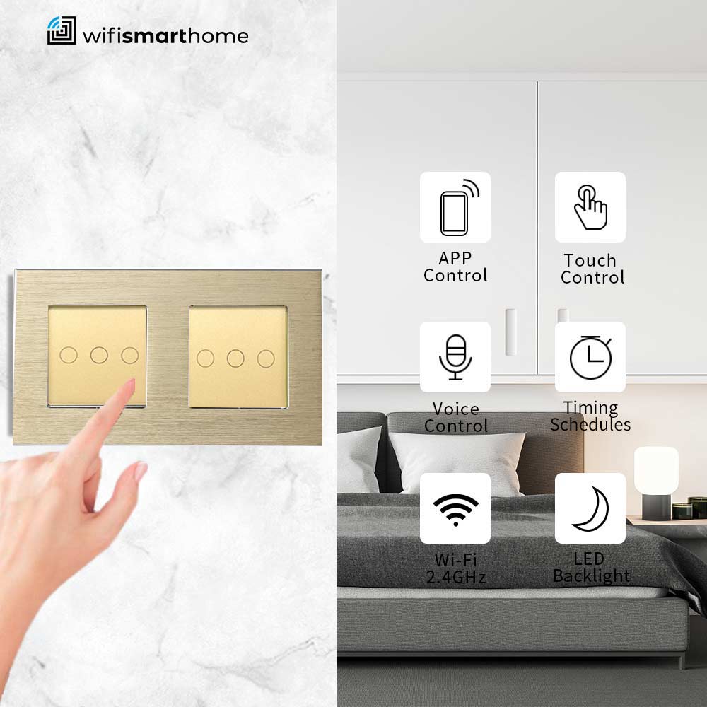 Prestige Pro Two Gang - Double Plate - Wifi Smart Dimmer Switch