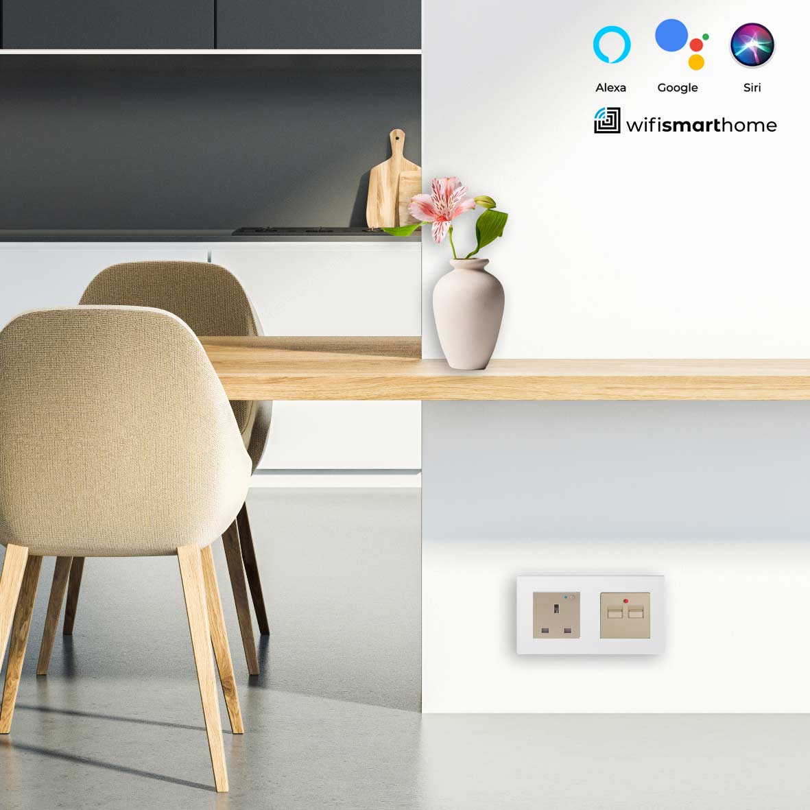 Pure Glass Double Wifi Smart UK Socket plus USB - 13 AMP