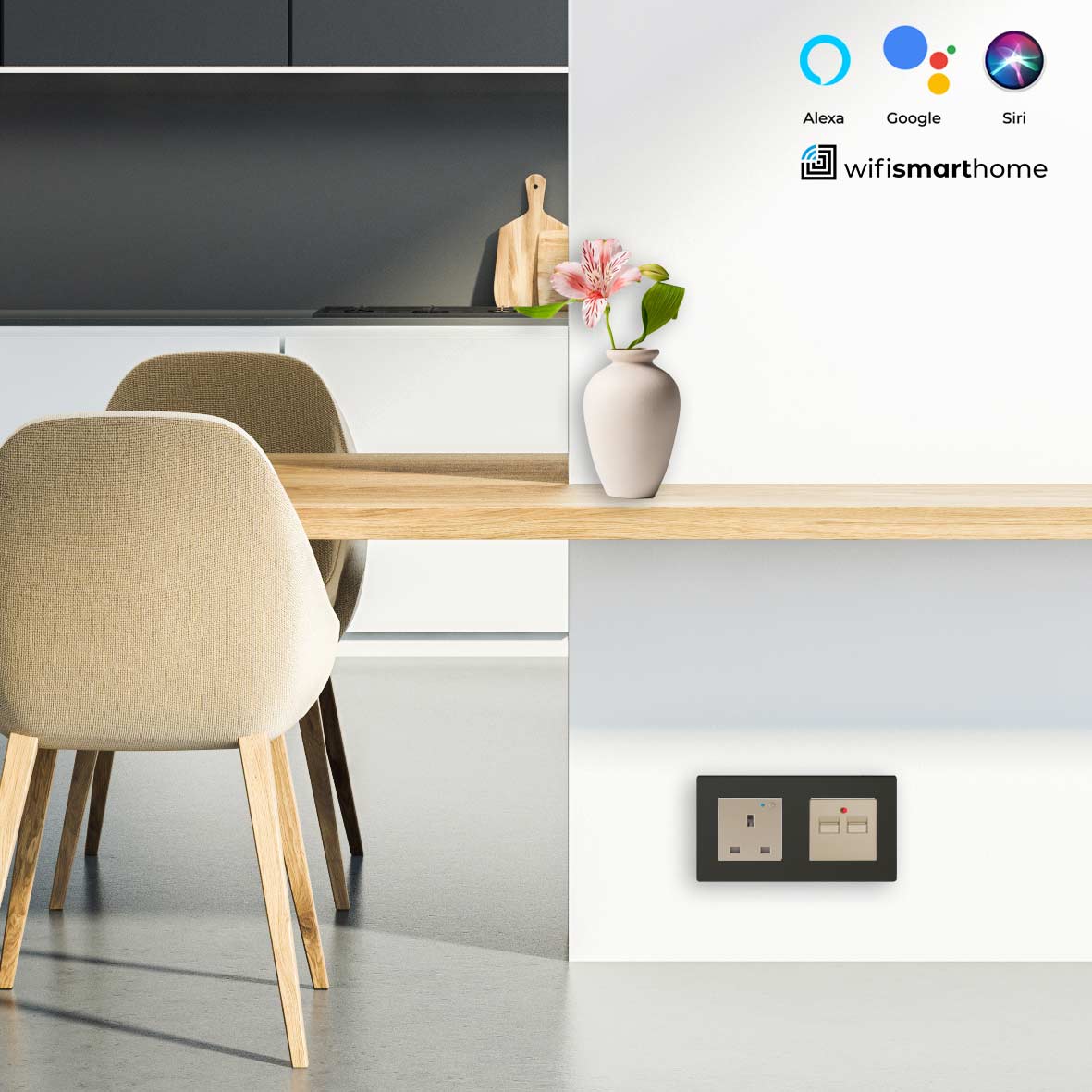 Pure Glass Double Wifi Smart UK Socket plus USB - 13 AMP