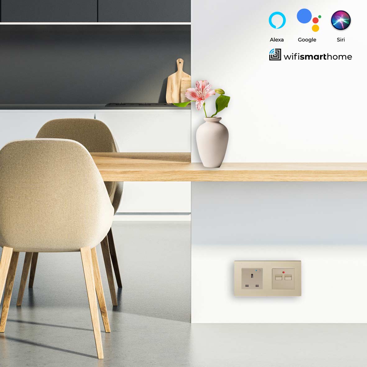 Pure Glass Double Wifi Smart UK Socket plus USB - 13 AMP