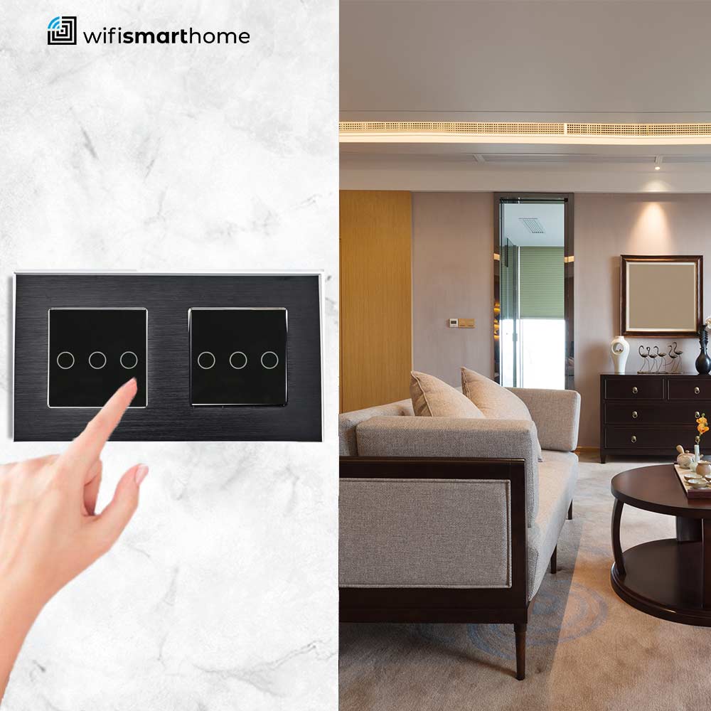 Prestige Pro - Six Gang - Double Plate - Standard Light Switch - Non Wifi