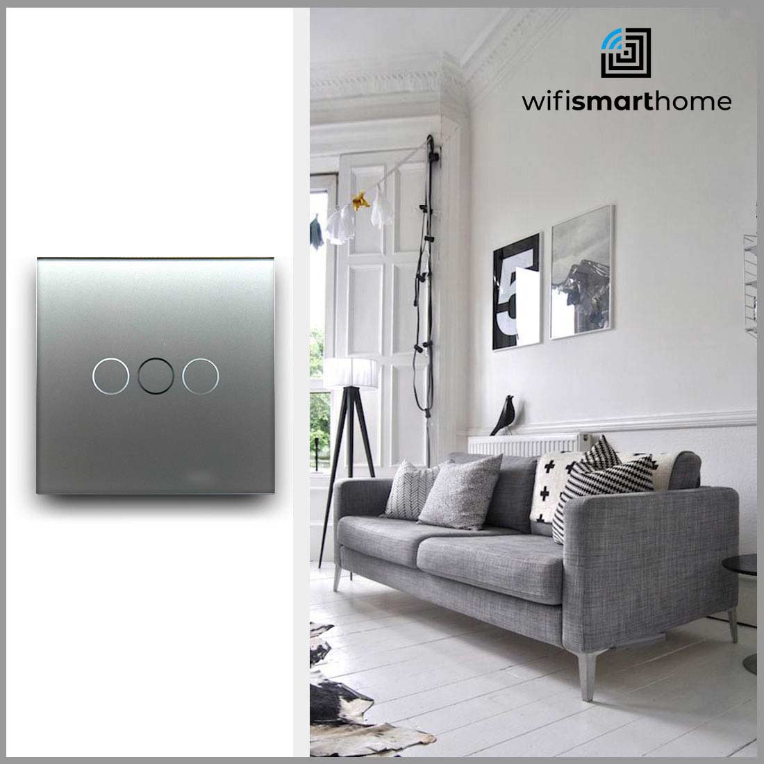 Pure Glass Three Gang Standard Light Switch - Non Wifi - Two Way