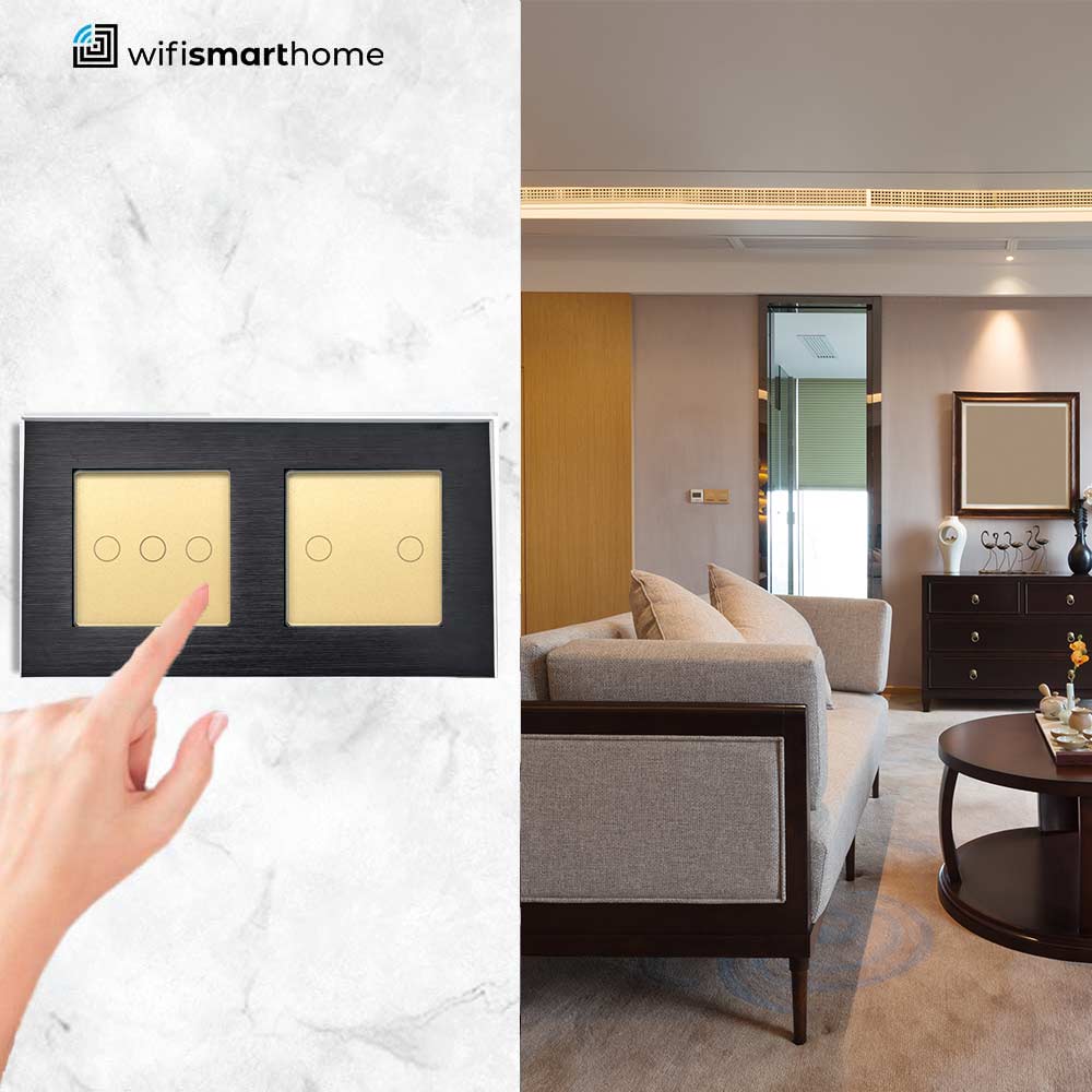 Prestige Pro - Five Gang - Double Plate - Standard Light Switch - Non Wifi - Two Way