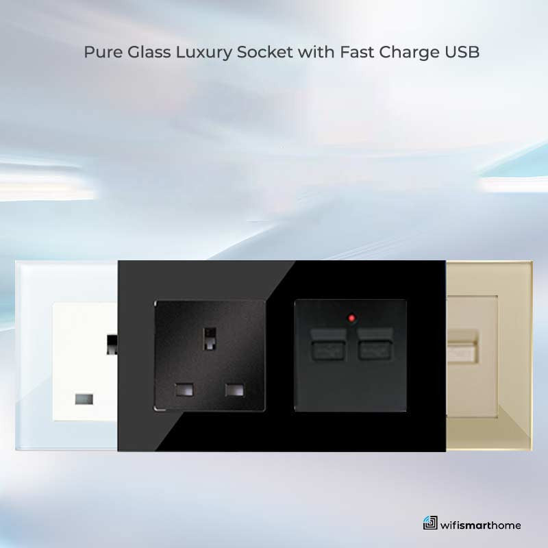 Luxury glass socket with 3.1 amp USB