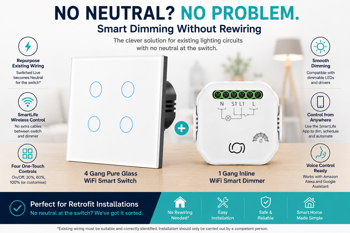 1 Gang No Neutral Scene Dimmer