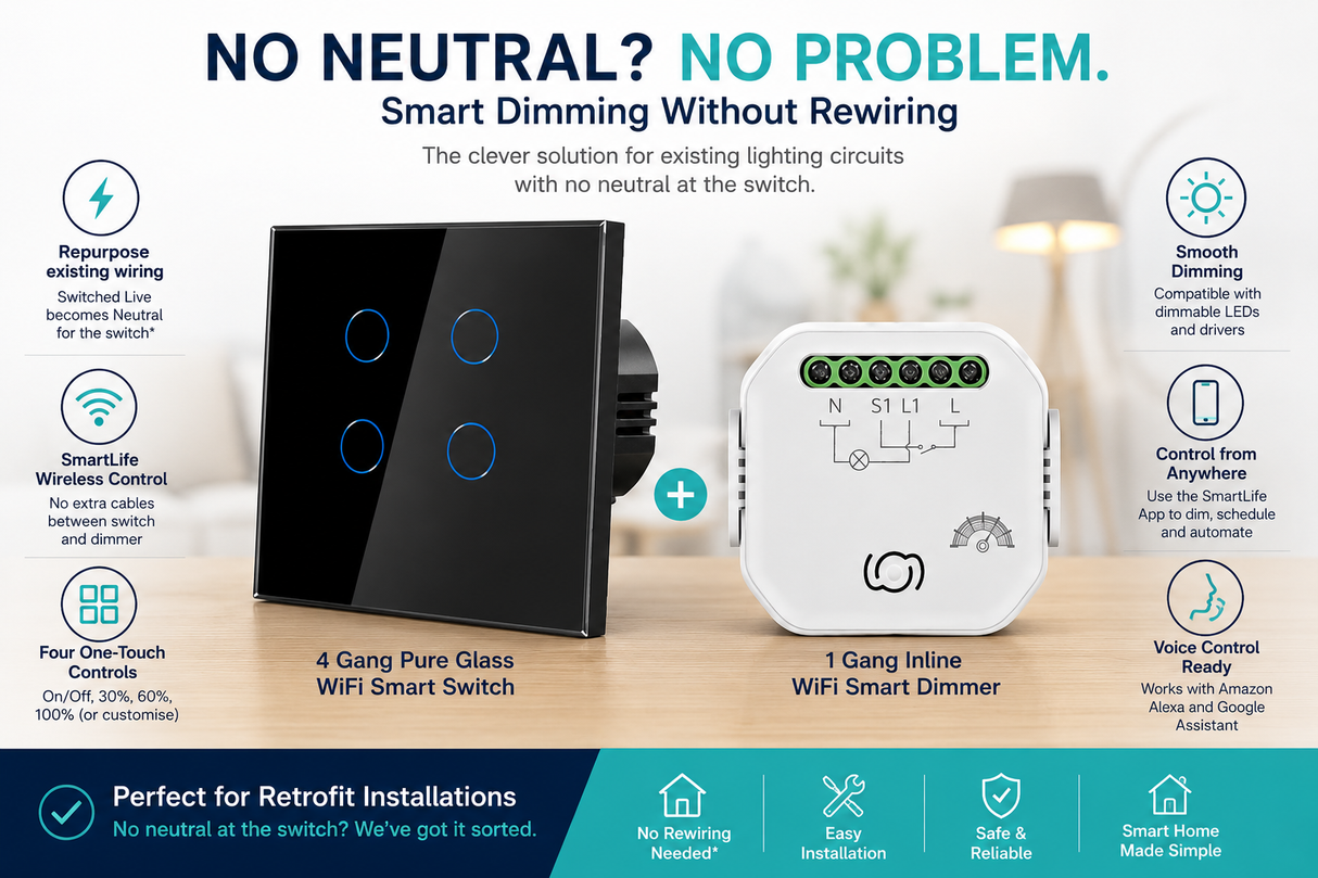 1 Gang No Neutral Scene Dimmer