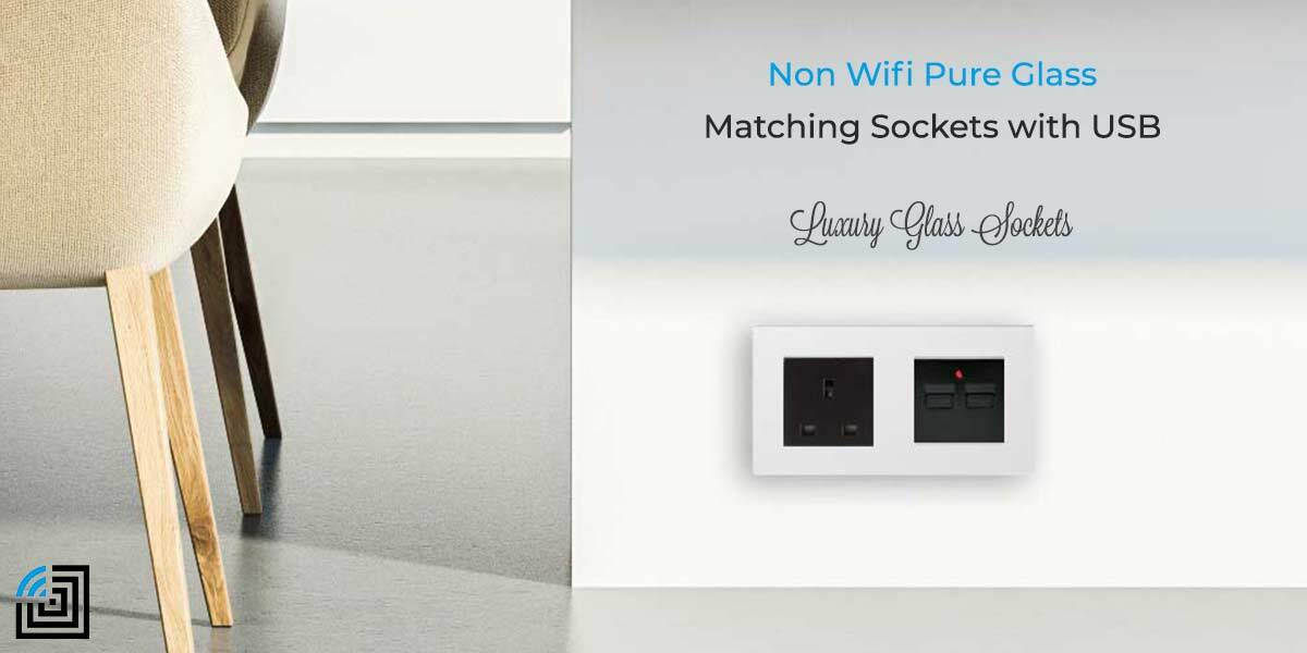 Pure Glass 13 amp Socket with Twin USB