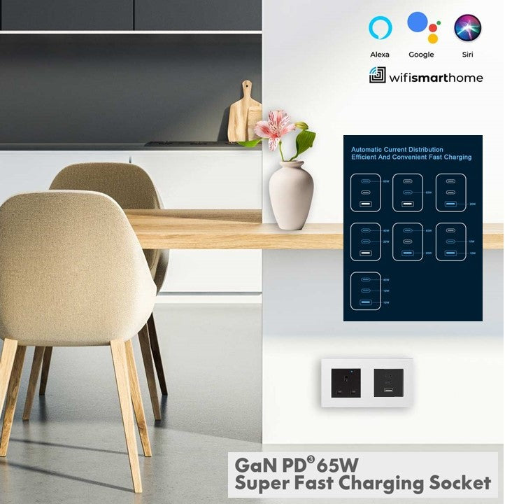 Pure Glass - Wi-Fi Smart Socket USB Fast Charge