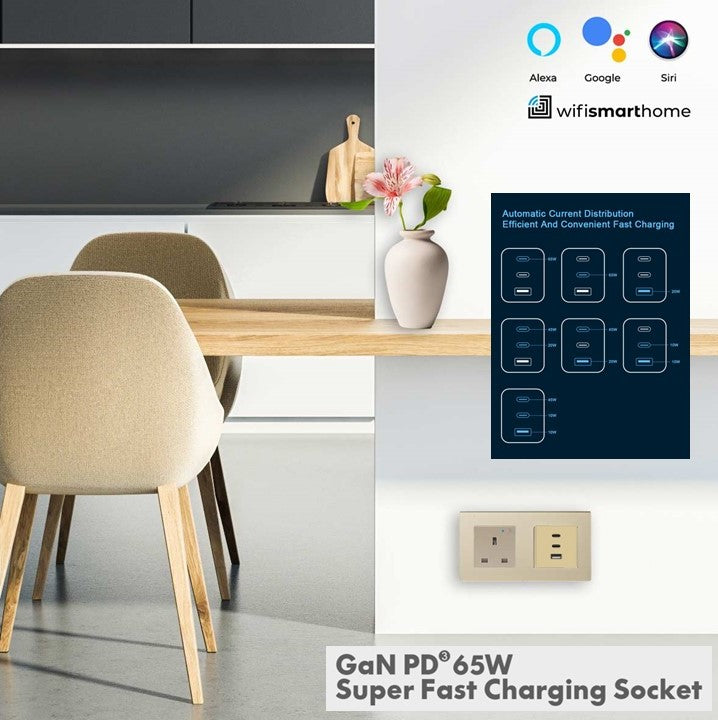Pure Glass - Wi-Fi Smart Socket USB Fast Charge