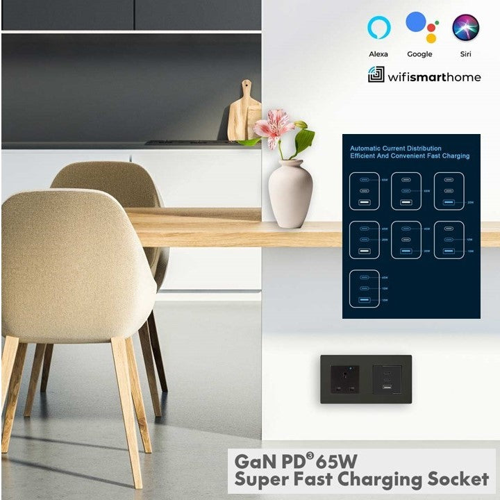 Pure Glass - Wi-Fi Smart Socket USB Fast Charge