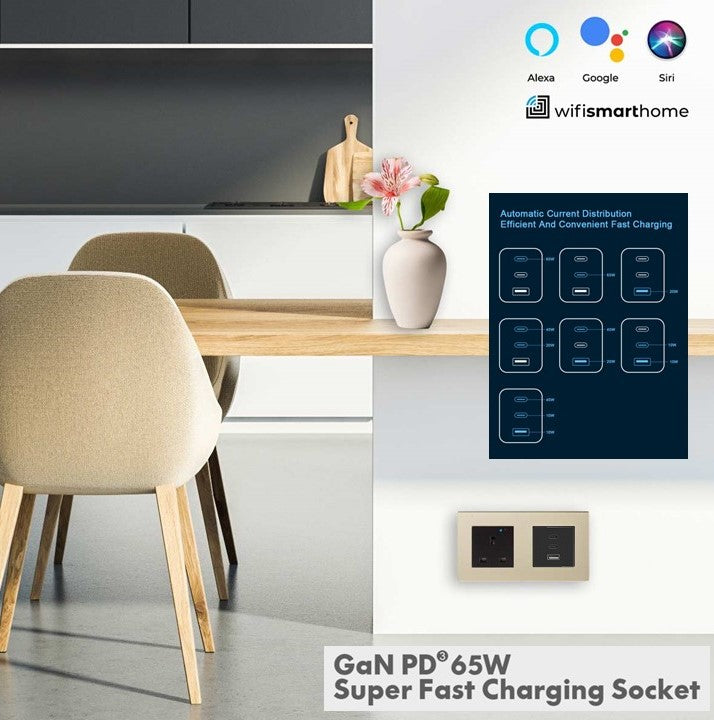 Pure Glass - Wi-Fi Smart Socket USB Fast Charge