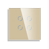 Four Gang Pure Glass Wifi Smart Switch - No Neutral or Neutral - Multiple Way