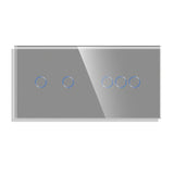 Pure Glass Twin Five Gang Wifi Smart Switch - No Neutral Dimmer Kit - 5 Modules