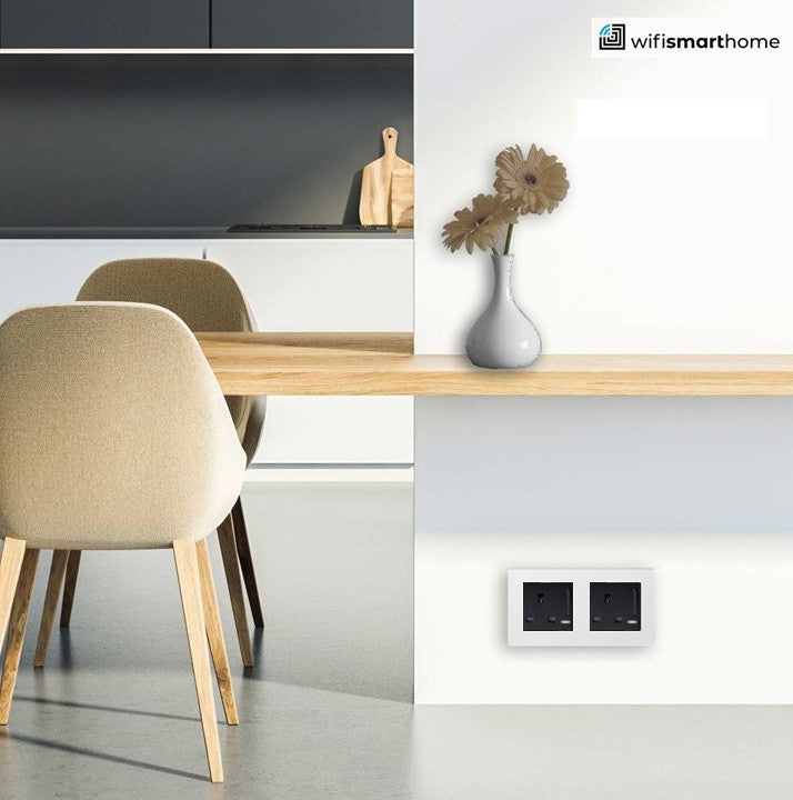 Pure Glass - Double Luxury UK Socket - 13 AMP - with Switch