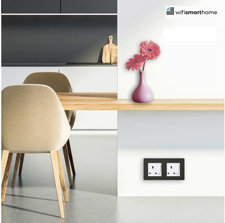 Pure Glass - Double Luxury UK Socket - 13 AMP - with Switch