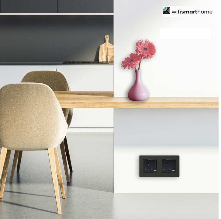 Pure Glass - Double Luxury UK Socket - 13 AMP - with Switch