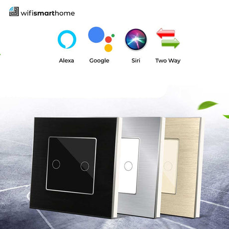 Brushed steel wifi smart switch, no neutral, 25mm back box 2 gang