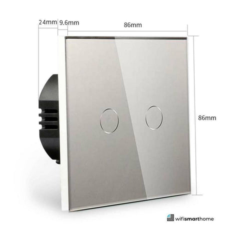 2 gang wifi smart switch, Alexa and Google home. Measurements to fit UK back box