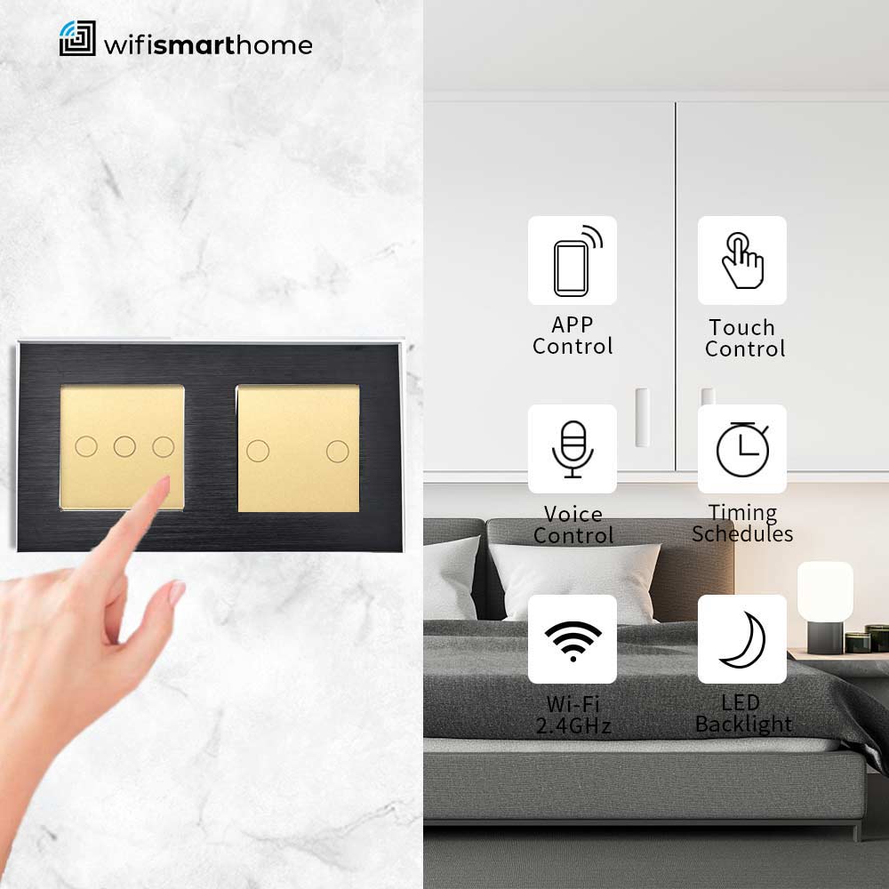 Prestige Pro Five Gang - Double Plate - Wifi Smart Switch - No Neutral or Neutral