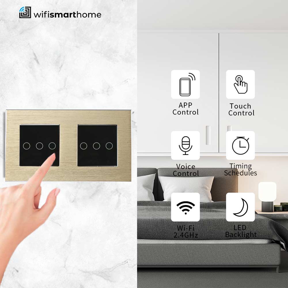 Prestige Pro Two Gang - Double Plate - Wifi Smart Dimmer Switch