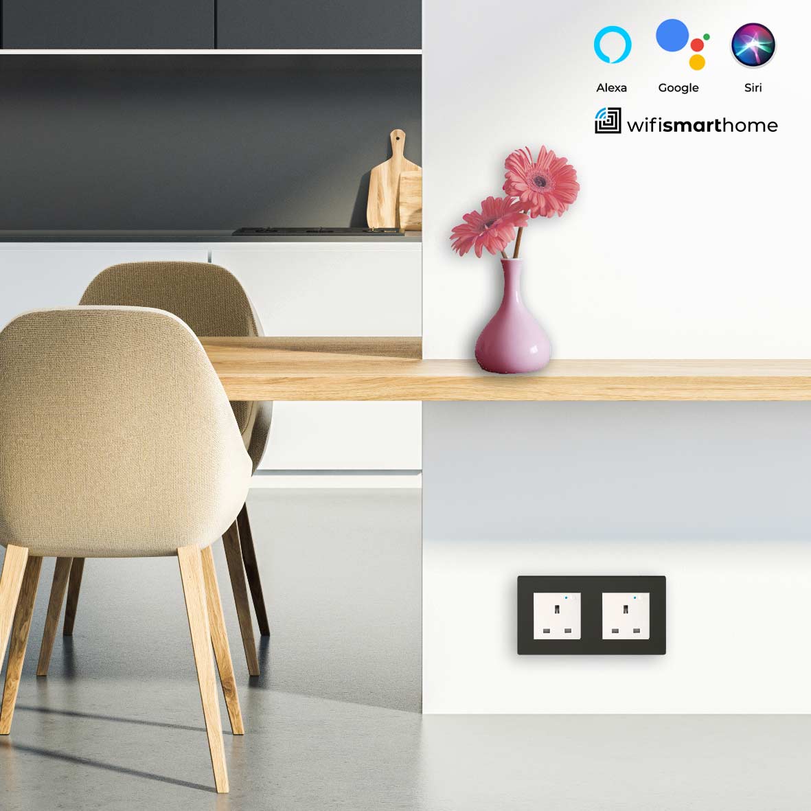 Pure Glass Double Wifi Smart UK Socket - 13 AMP