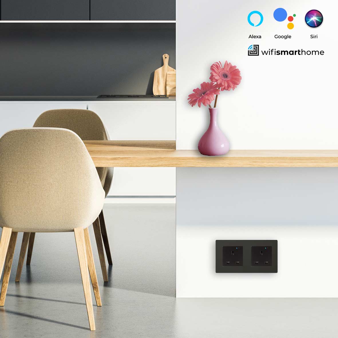 Pure Glass Double Wifi Smart UK Socket - 13 AMP