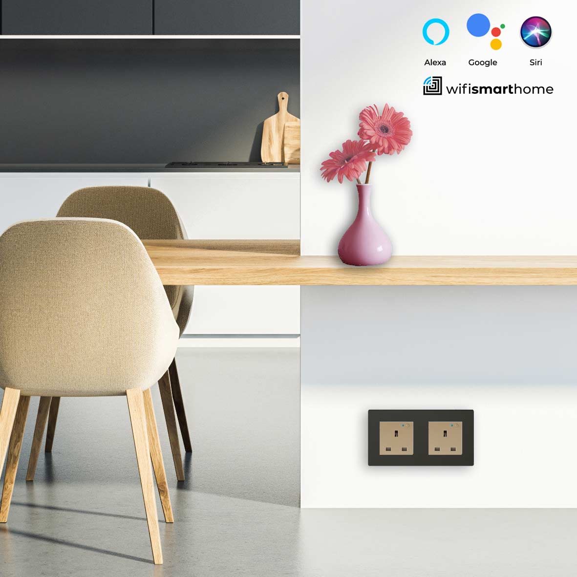 Pure Glass Double Wifi Smart UK Socket - 13 AMP
