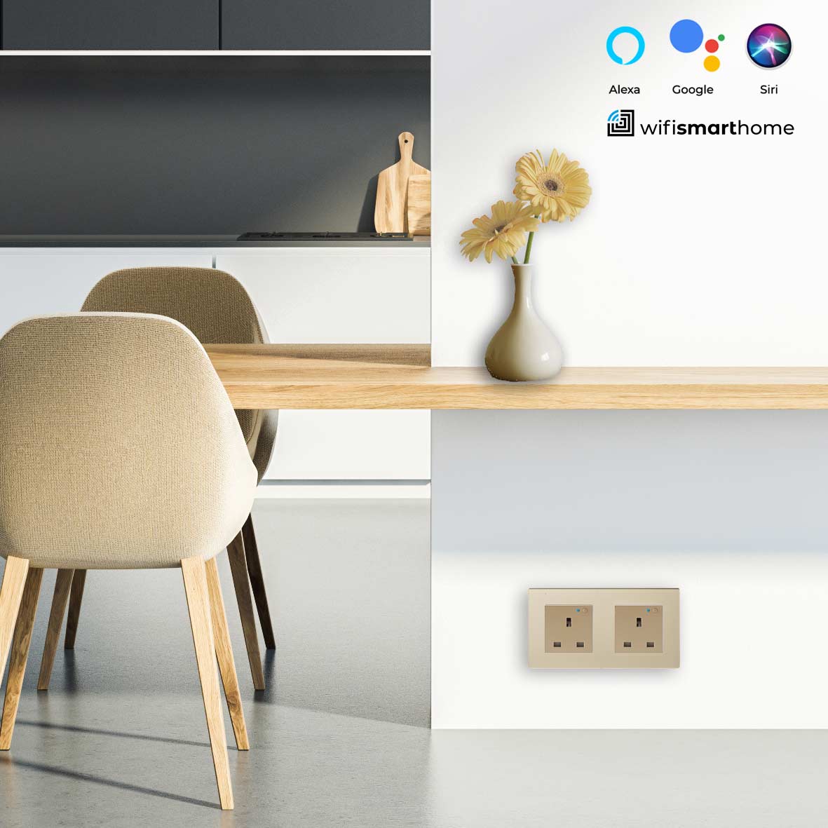 Pure Glass Double Wifi Smart UK Socket - 13 AMP