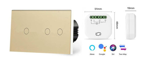 3 gang Twin Wifi Smart Switch No Neutral plus Inline Dimmer