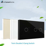 Three gang deluxe led brushed steel light switch led touch