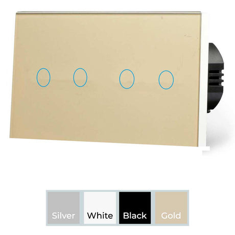 four 4 gang Wifi smart home light switch, two way, no neutral. Works with Alexa, google home and Alexa.