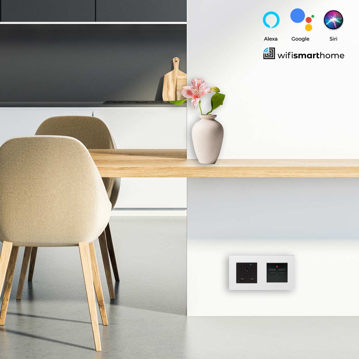 Pure Glass Double Wifi Smart UK Socket plus USB - 13 AMP