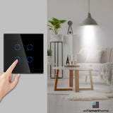 Pure Glass Four Gang Standard Light Switch - Non Wifi