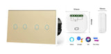 Twin Four Gang Pure Glass Wifi Switch - No Neutral Dimmer Kit - 4 Modules