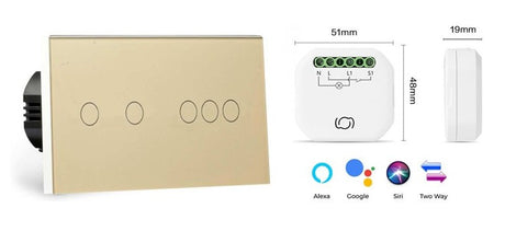 Five Gang Wifi Smart Switch No Neutral with Smart Inline Dimmer