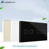 luxury glass led touch switch double glass light switch