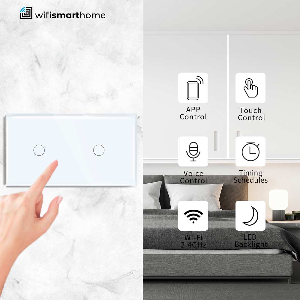 Twin Two Gang Pure Glass Standard Dimmer Switch - Non WIFI