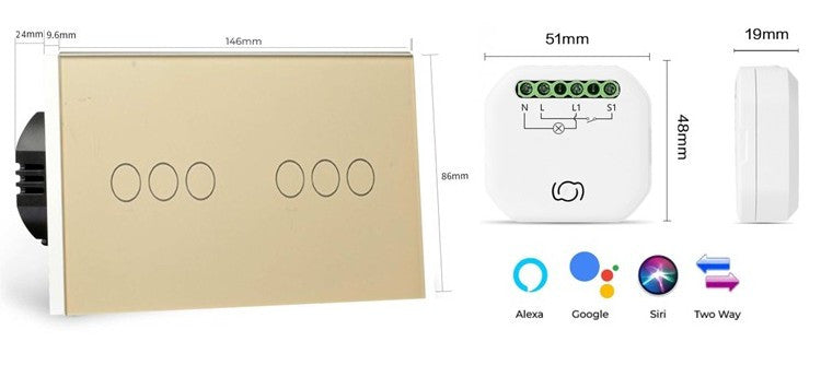 6 Gang Wifi Smart Switch with Smart Inline Dimmer Module