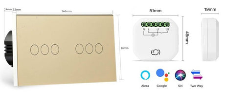 6 Gang Wifi Smart Switch with Smart Inline Dimmer Module