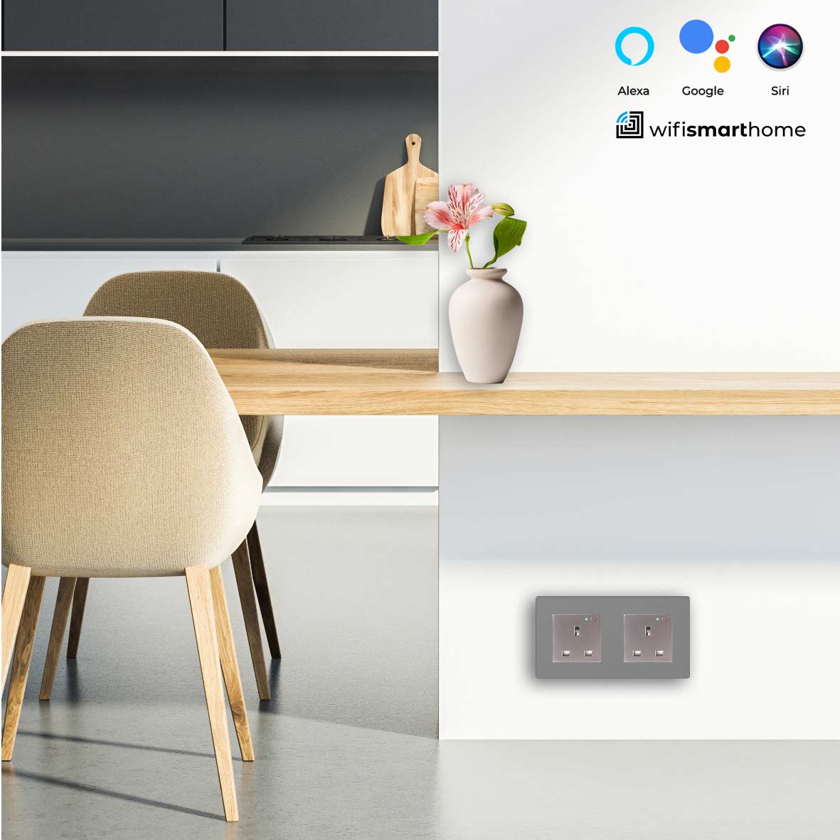 Pure Glass Double Wifi Smart UK Socket - 13 AMP