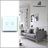 Two Gang Pure Glass Wifi Smart Switch - No Neutral or Neutral- Multiple Way